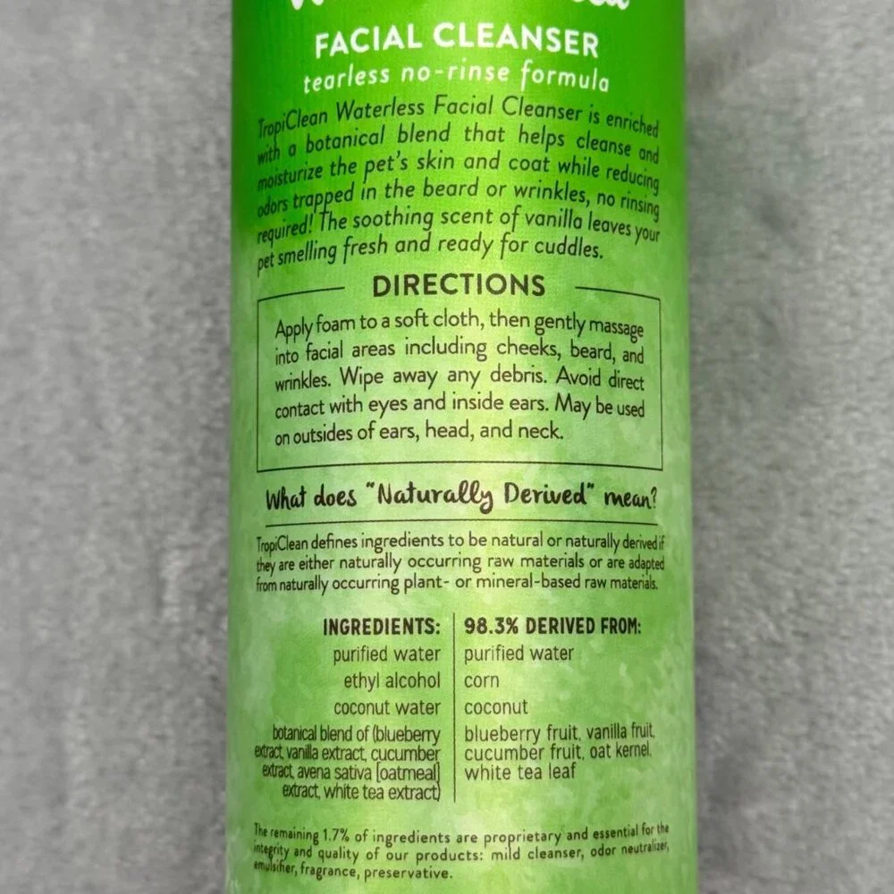 TROPICLEAN Waterless Facial Cleanser for Cats and‎ Dogs